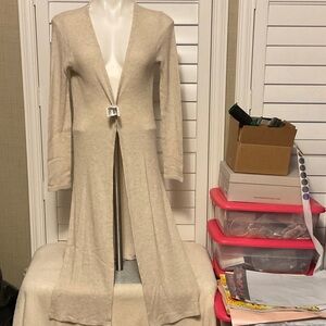 Elegant Cream Long Cardigan